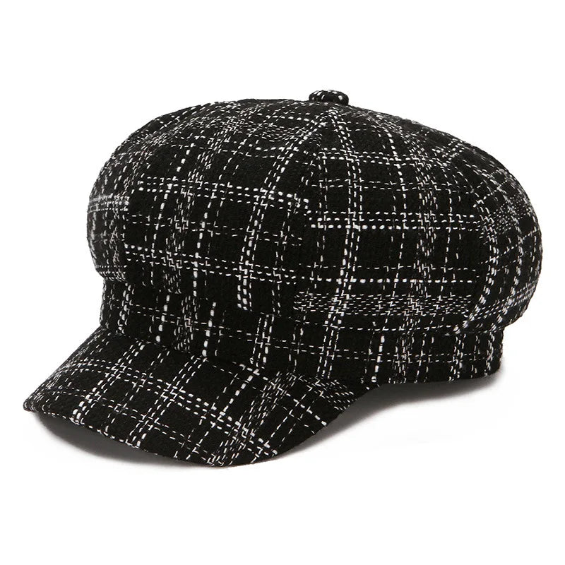 Sterling Aveline Plaid Newsboy Beret™  Acrylic Octagonal Crown