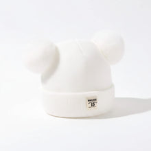 Sterling TeddyPuff Baby Knit Beanie™ Double Pom Bear Detail