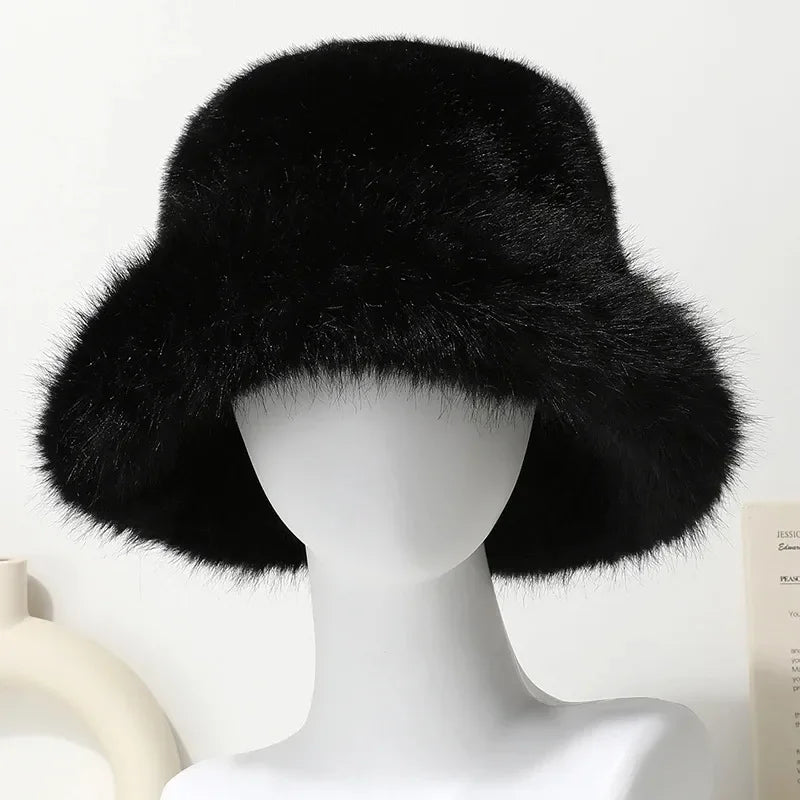 Sterling Solea Winter Bucket Hat™ Faux Mink Plush Bright Yellow