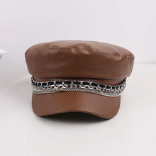 Sterling Leather Sailor Cap™ Chain Detail Structured Visor