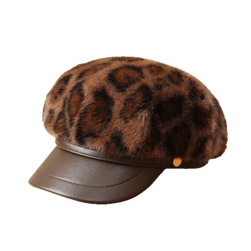 Sterling™ Winter Duckbill Cap With Plush Leopard Print