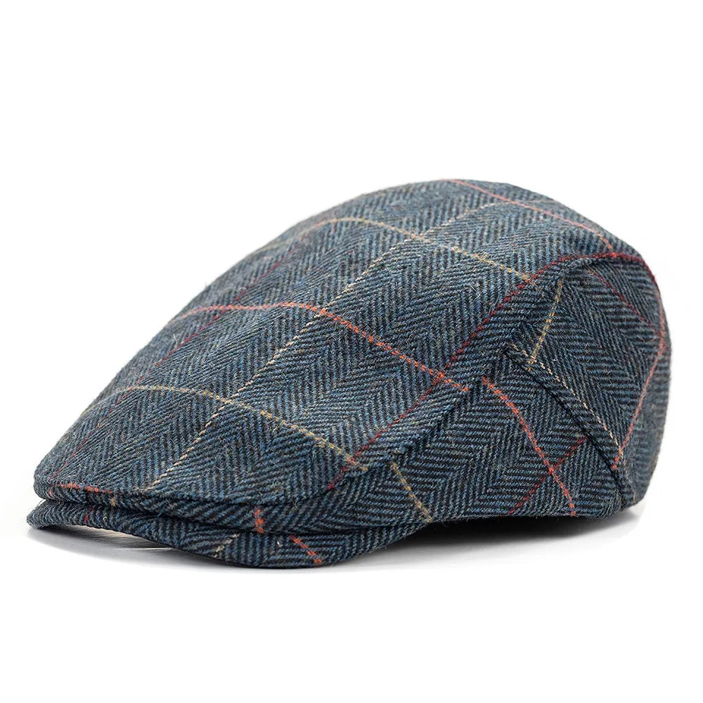 Sterling Alden Winter Flat Cap™  Wool Blend Adjustable Stripe Design