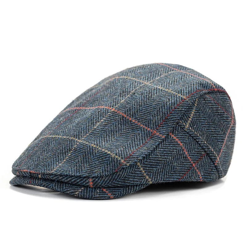 Sterling Alden Winter Flat Cap™  Wool Blend Adjustable Stripe Design