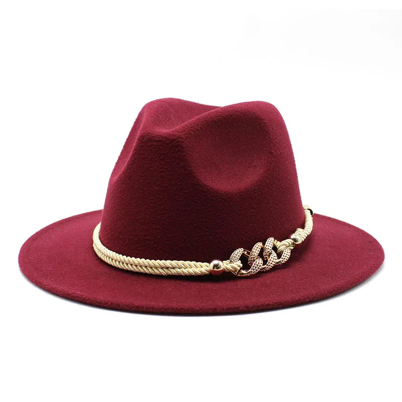 Sterling Fedora Hat Rope Band™ With Chain Accent