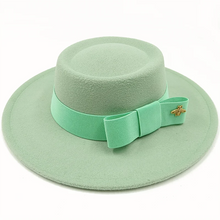 Sterling Fedora Hat Elegant Bow Charm™ Wide Brim Felt Bow