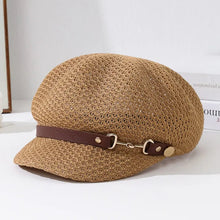 Sterling Hollow Octagonal™ Beret Straw Hat Leather Buckle