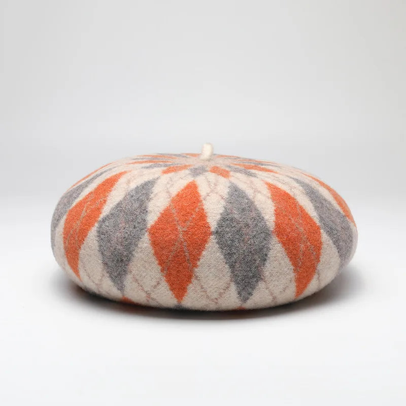 Sterling™ 4m768 Wool Beret Color Block Plaid Winter Hat