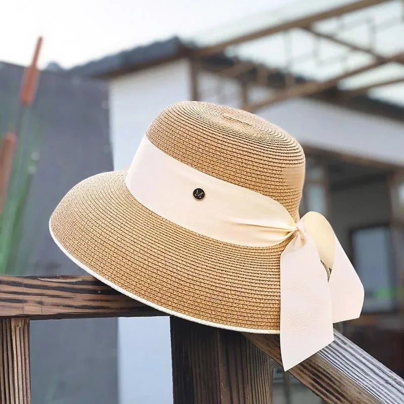 Sterling Coastal Luxe™ Wide Brim Straw Hat Black Ribbon