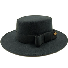 Sterling Fedora Hat Elegant Bow Charm™ Wide Brim Felt Bow