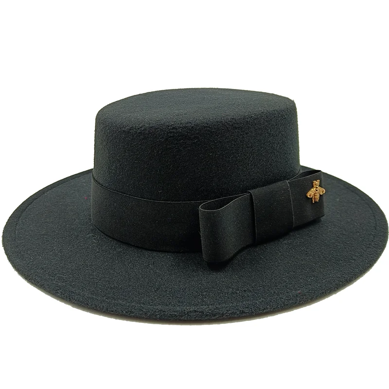 Sterling Fedora Hat Elegant Bow Charm™ Wide Brim Felt Bow