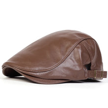 Sterling Solid PU Leather™ Newsboy Cap Adjustable Flat Visor