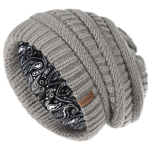 Sterling Satin Lined Cable Knit Beanie™ Chunky Slouchy Design