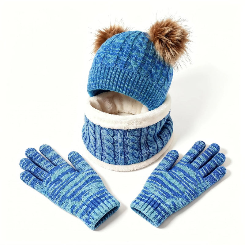 Sterling™ Nivali Kids Winter Knit Set With Twin Pom Hat