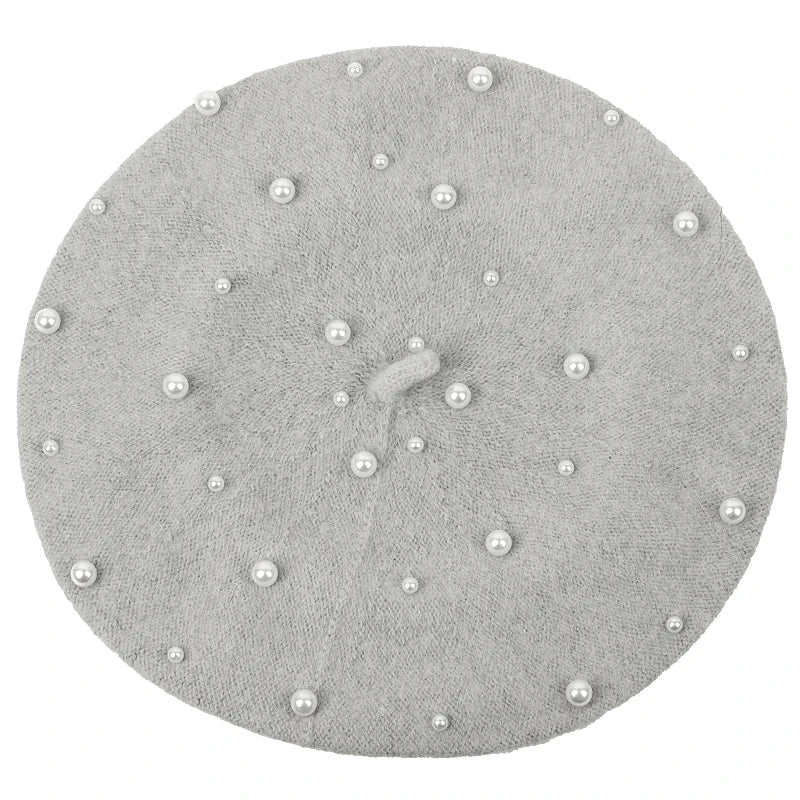 Sterling Celestine Wool Beret™ with Pearl Bead Detail