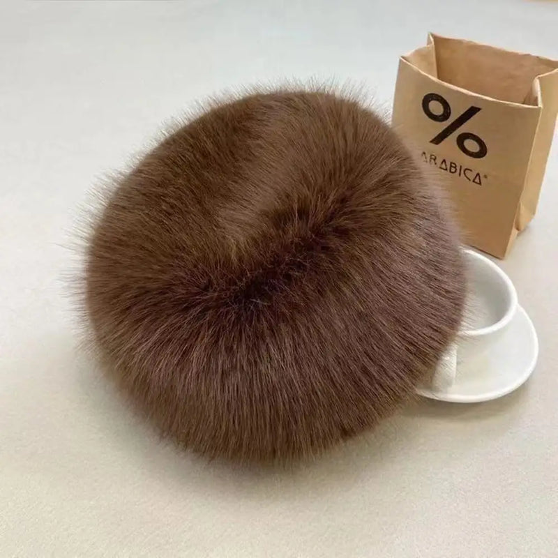 Sterling Plush Faux Fur Winter Hat With Wide Brim