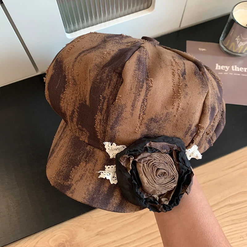 Sterling Japanese Tie Dye Rose Octagonal Beret™