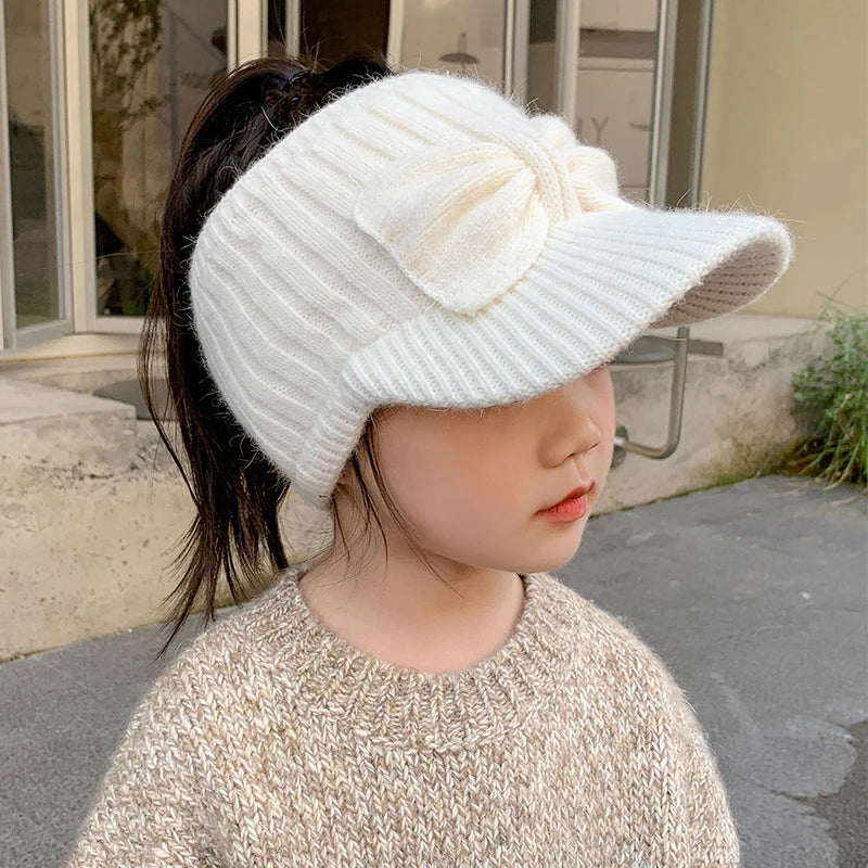 Liora Kids Earflap Cap™ Acrylic Knit Bow Detail