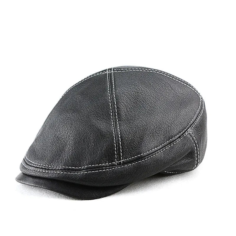 Sterling Aldren Leather Flat Cap™ With Hand Stitched Crown