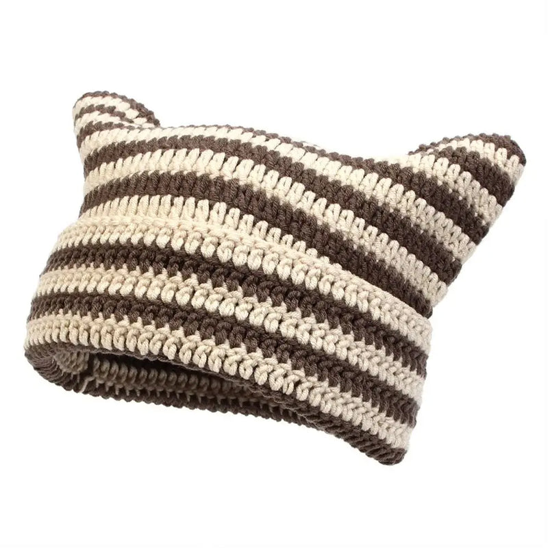 Sterling™ Cat Ear Knit Beanie with Striped Crown