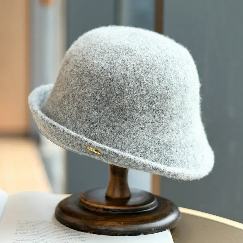 Sterling Aveline Warm Wool Bucket Hat™  With Curled Crown