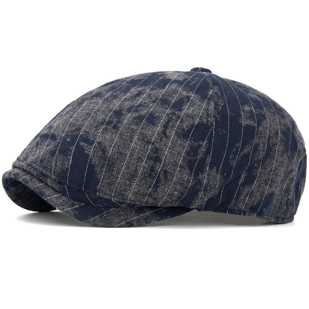 Sterling Striped Cotton Flat Cap™ Adjustable Side Buckle