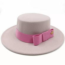 Sterling Fedora Hat Elegant Bow Charm™ Wide Brim Felt Bow