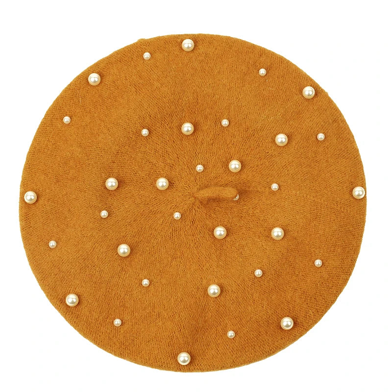 Sterling Celestine Wool Beret™ with Pearl Bead Detail