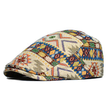 Sterling Reginald™ Vintage Print Flat Cap Woven Pattern Detail