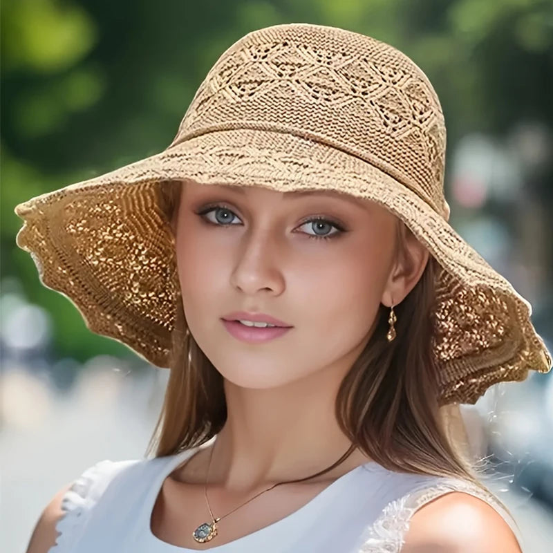 Sterling Silver Bloom™ Wide Brim Straw Hat Lace Weave