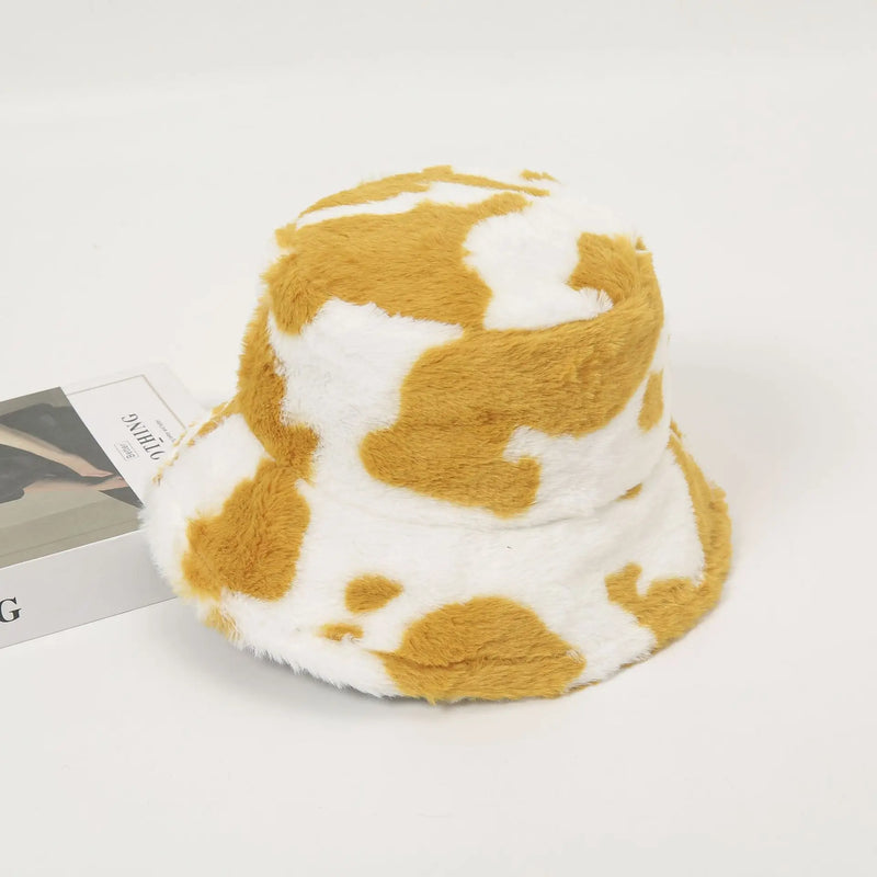 Sterling Mirelle Reversible Corduroy Bucket Hat™  With Cow Print Fleece
