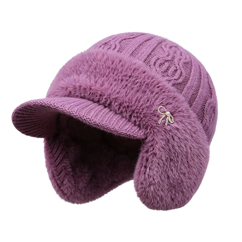 Sterling™ Marlowe Fleece Knit Beret Cap With Plush Ear Flaps