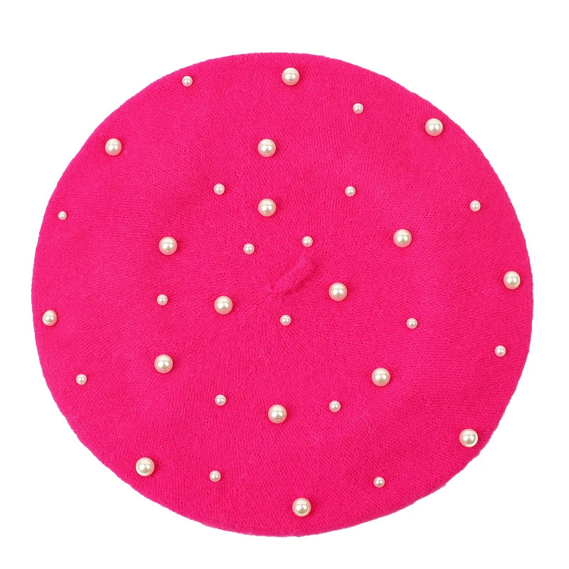 Sterling Celestine Wool Beret™ with Pearl Bead Detail