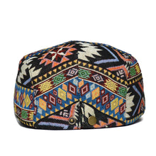 Sterling Reginald™ Vintage Print Flat Cap Woven Pattern Detail