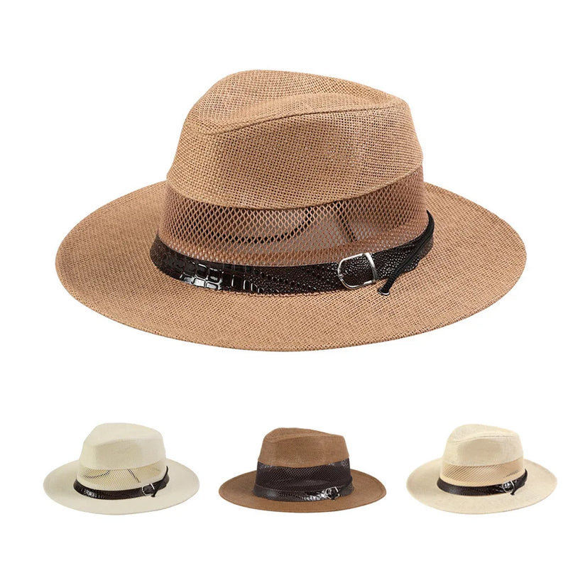 Sterling Breathable Mesh Band Hat™ & Chin Strap Wide Brim Fabric