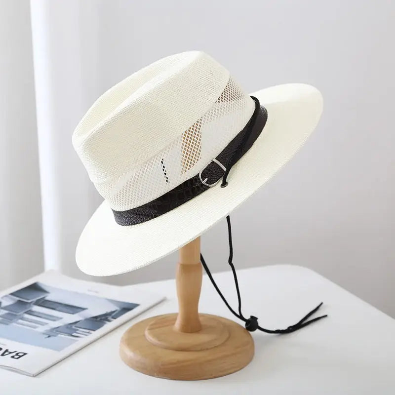 Sterling Breathable Mesh Band Hat™ & Chin Strap Wide Brim Fabric