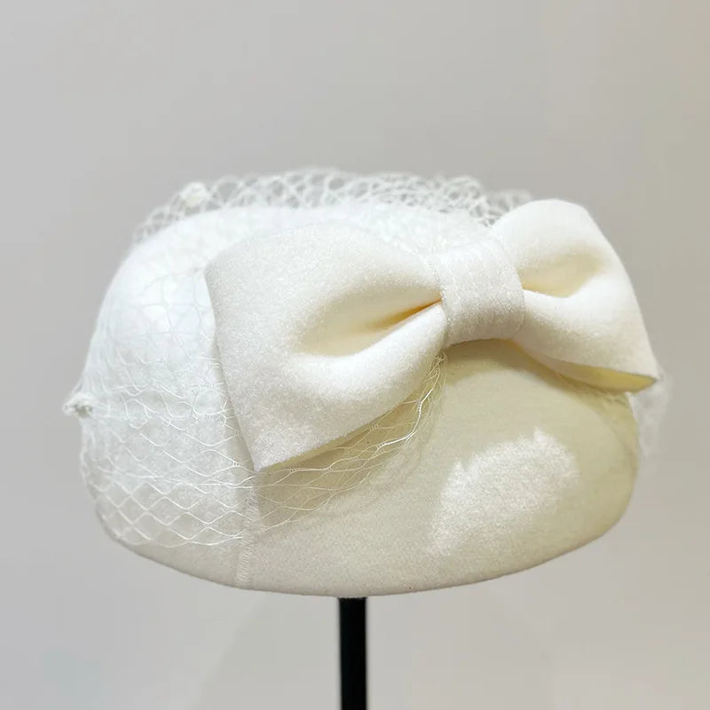 Sterling Elegant Socialite Woolen Mesh Beret™  With Sculpted Shell Crown