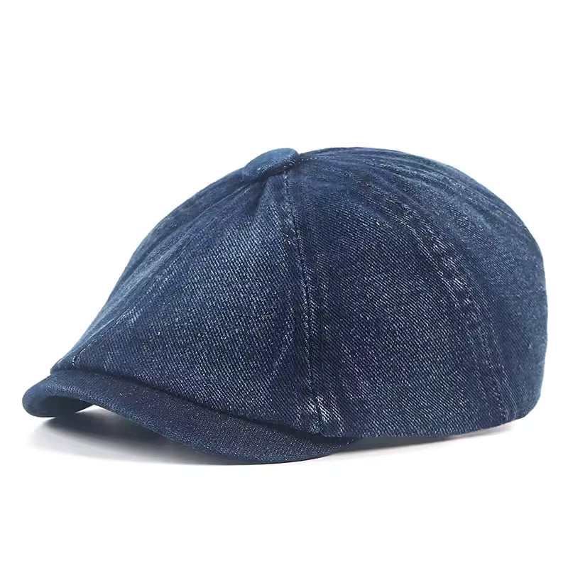 Sterling Denim Newsboy Cap Cotton Crown Adjustable Back