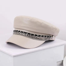 Sterling Leather Sailor Cap™ Chain Detail Structured Visor