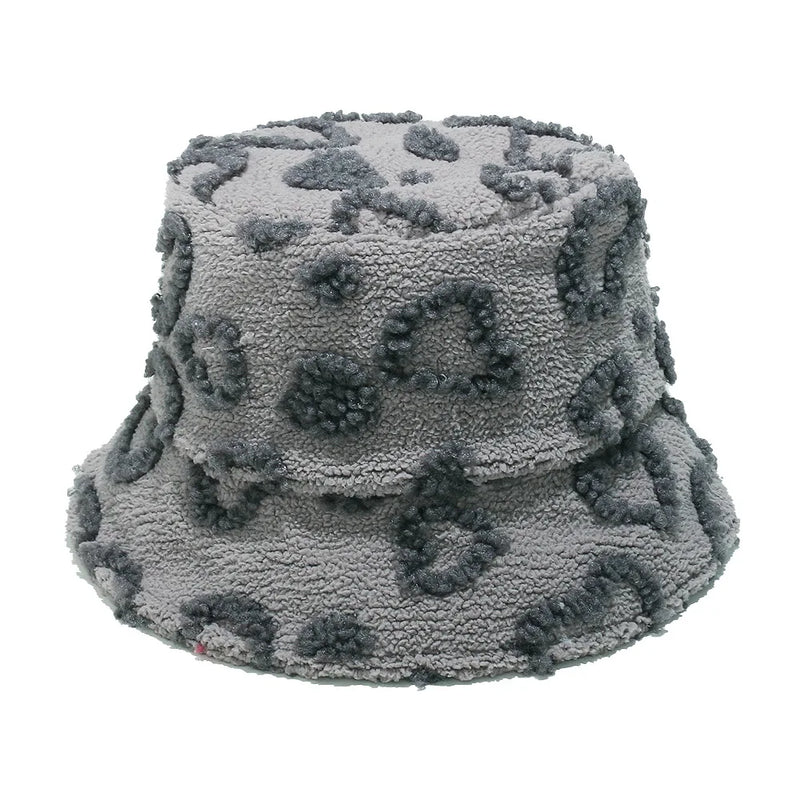Sterling Cozette Sherpa Winter Bucket Hat with Heart Pattern™