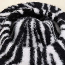 Sterling™ Zebra Beret Soft Faux Fur Round Cap With Zebra Stripe Pattern