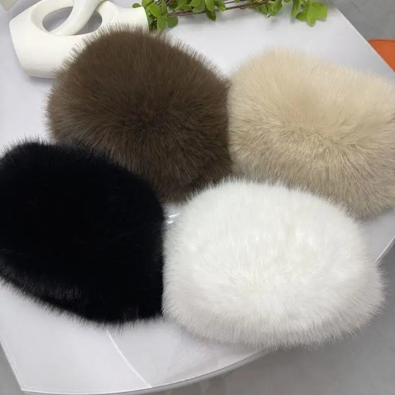 Sterling Plush Faux Fur Winter Hat With Wide Brim