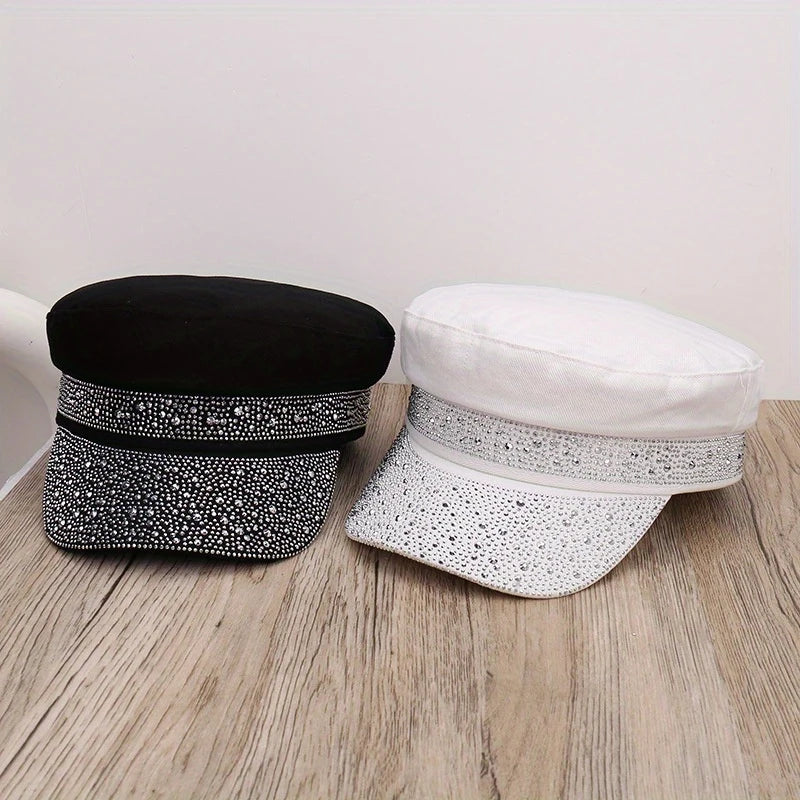 Sterling Flat Top Rhinestone Baseball Cap™ Mesh Back Arc Visor