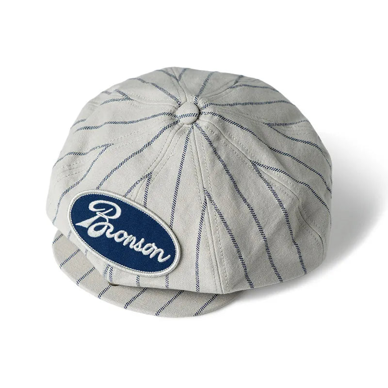 Sterling™ Railroad Stripe Cotton Newsboy Cap With Adjustable Short Brim