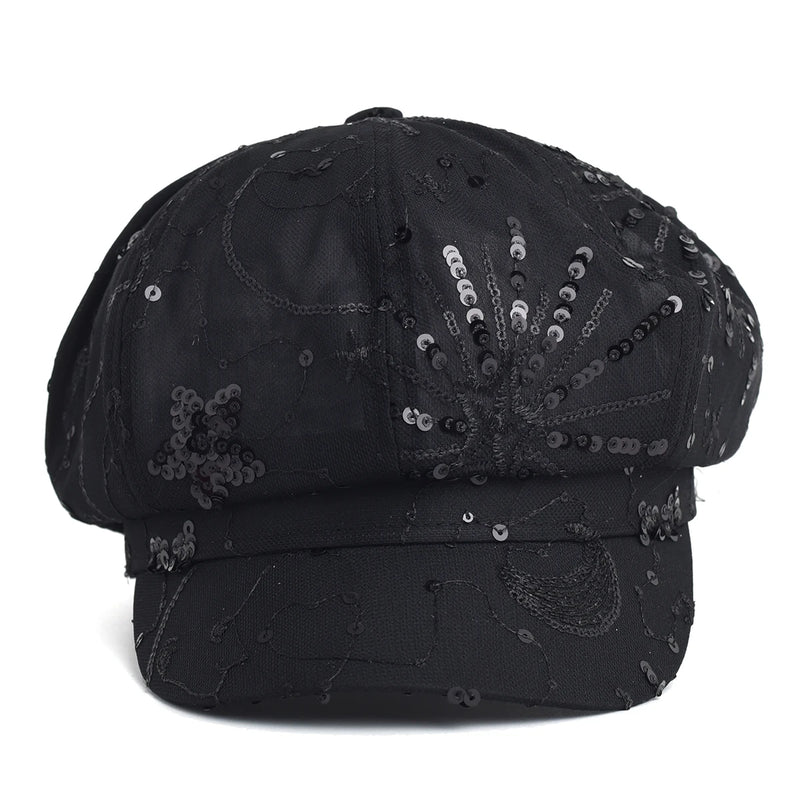 Sterling Sequined Mesh Painter Beret™ Breathable Sparkle Cap