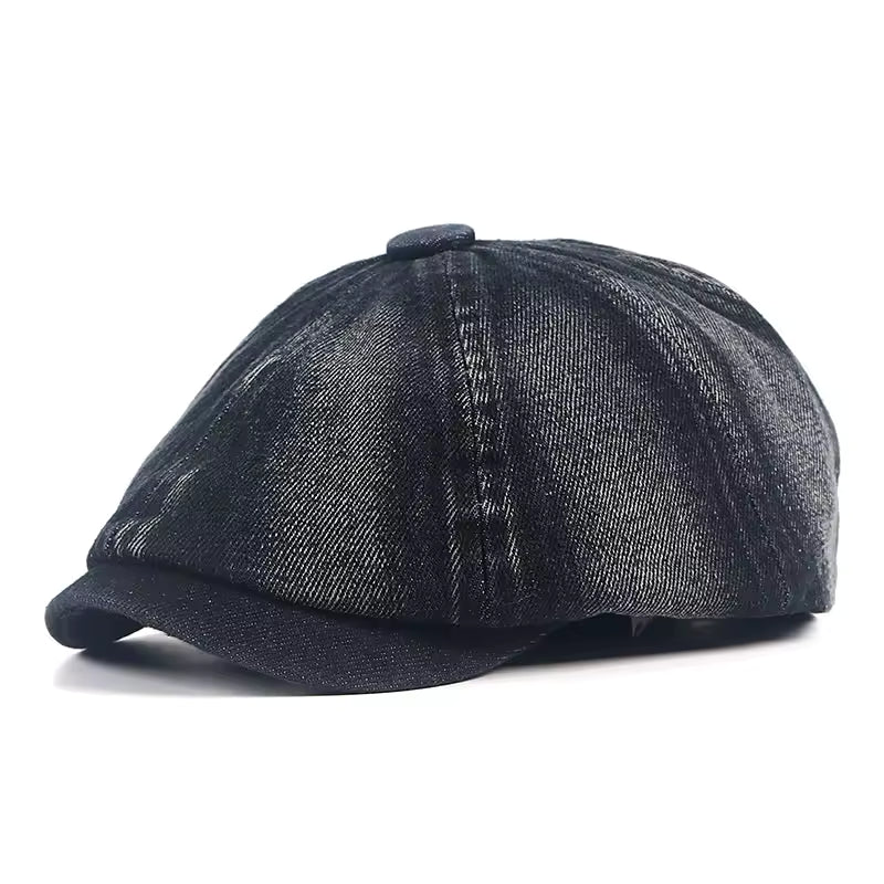 Sterling Denim Newsboy Cap Cotton Crown Adjustable Back