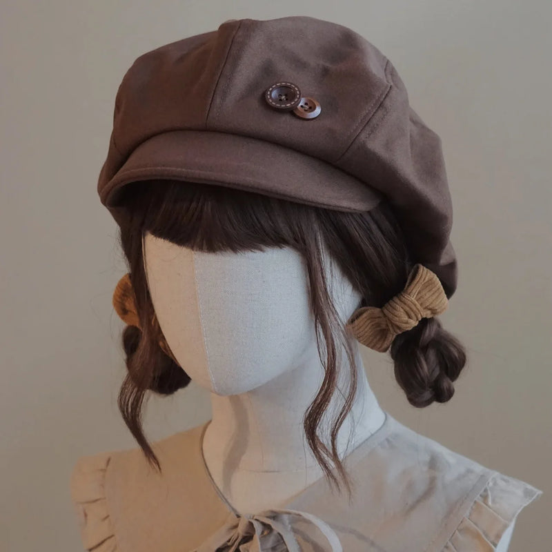 Sterling Cloud Style Beret™ Brown Fabric Newsboy Pumpkin Crown
