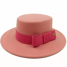 Sterling Fedora Hat Elegant Bow Charm™ Wide Brim Felt Bow