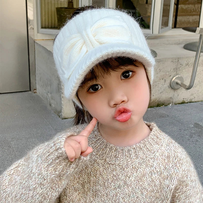 Liora Kids Earflap Cap™ Acrylic Knit Bow Detail