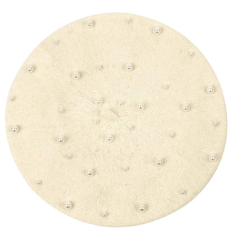 Sterling Celestine Wool Beret™ with Pearl Bead Detail