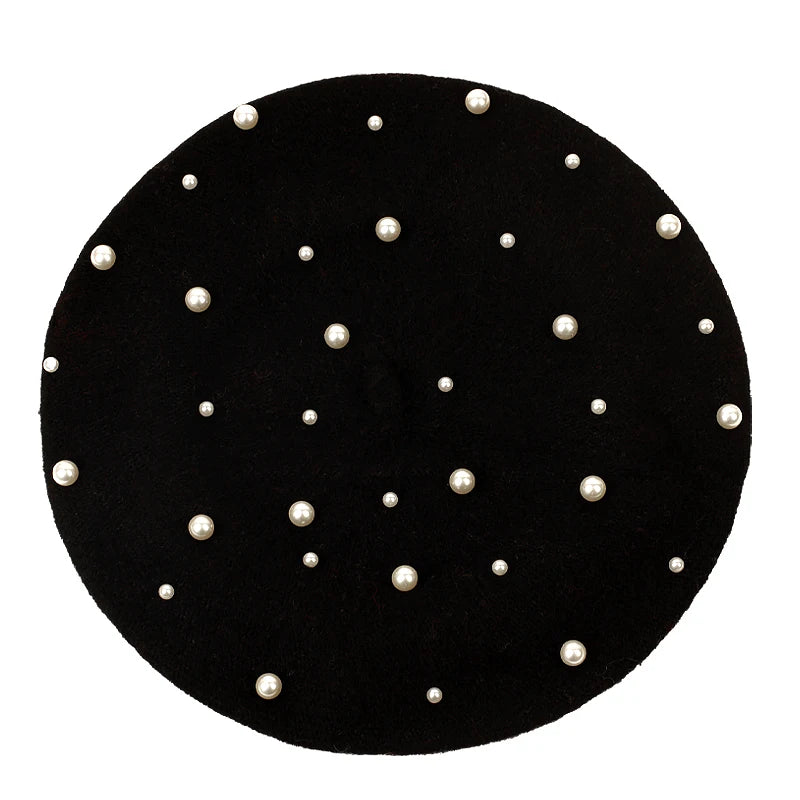 Sterling Celestine Wool Beret™ with Pearl Bead Detail